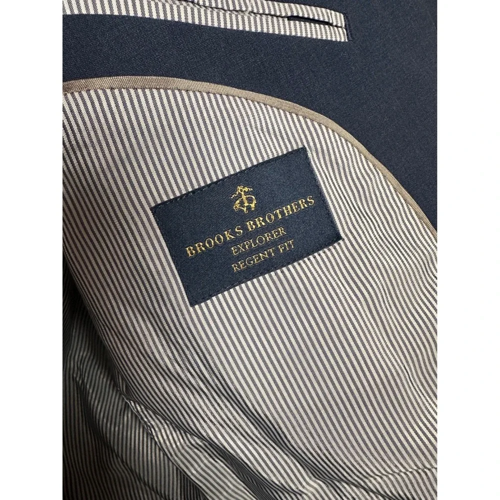 Brooks Brothers Explorer Regent Fit Blazer Mens 42L Blue Wool Stretch Sport Coat